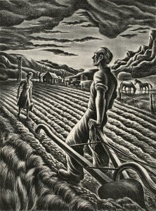 Carlos Andreson (American, 1905-1978) Western Saga, 1943 Lithograph 15 7/8 x 11 1/2 in. (40.3 x 29.2 cm) Tacoma Art Museum, Carolyn Schneider Collection, Gift of Col. and Mrs. A. H. Hooker, 1970.102