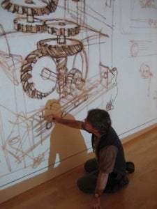 David Macaulay tracing a sketch