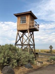 Guard tower still standing at Minidoka, a Japanese relocation camp in Idaho. 