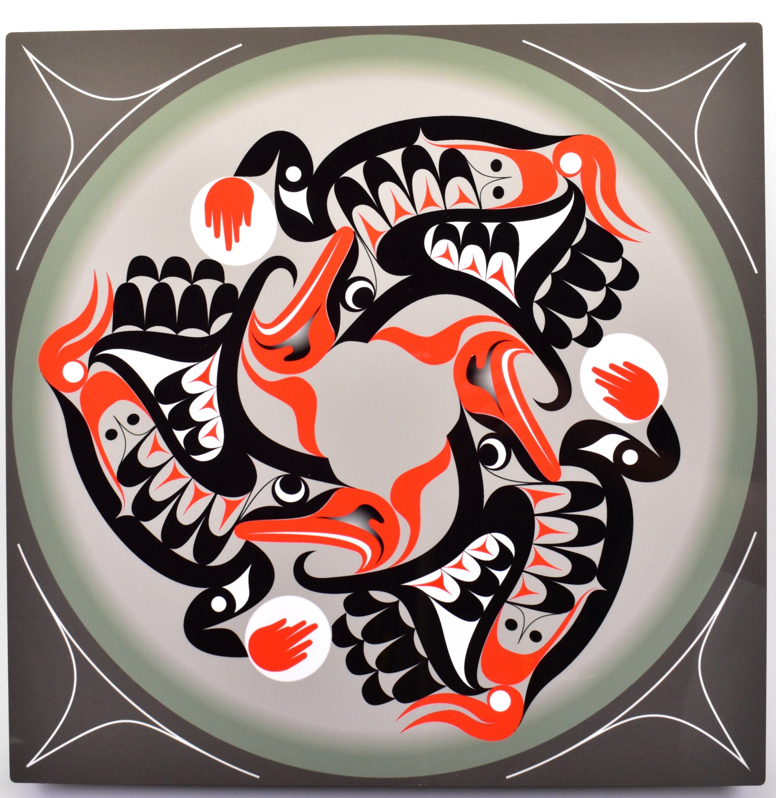 Color photograph of formline piece by Native artist John Goodwin