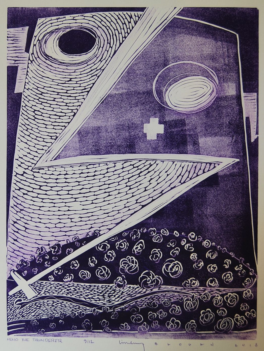 Photo of a work on paper by Native artist Linley B. Logan.