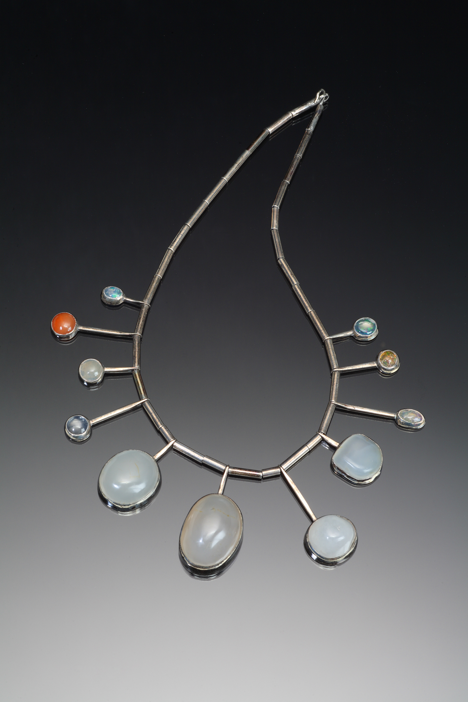 Color photo of opal necklace by artist Ruth Penington