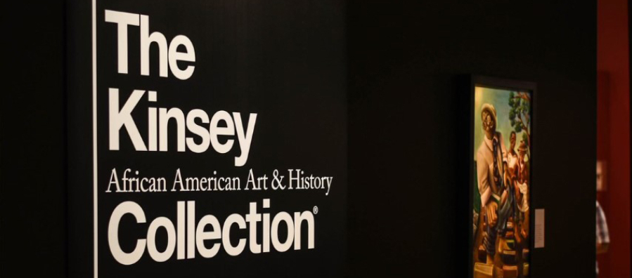 Photograph of exhibition entrance to "The Kinsey African American Art & History Collection."