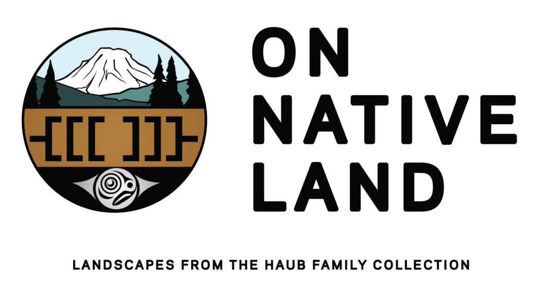 Stylized logo treatment for "On Native Land: Landscapes from the Haub Family Collection."
