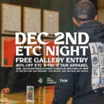 Photo of two people in TAM Studio space advertising eTc Night at TAM