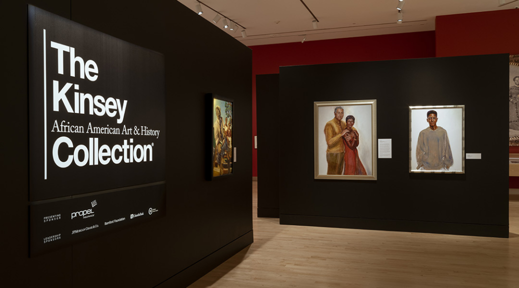 Color photo of entrance to the exhibition, The Kinsey African American Art & History Collection