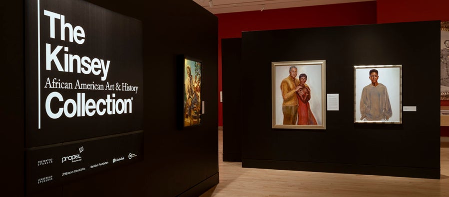 Color photo of entrance to the exhibition, The Kinsey African American Art & History Collection