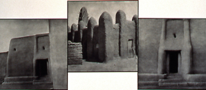 Untitled photograph triptych of organic architecture in Western Africa