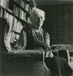 Black and white photograph of photographer Imogen Cunningham