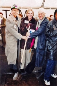 Photograph of Wendy and James Griffin at a groundbreaking ceremony.