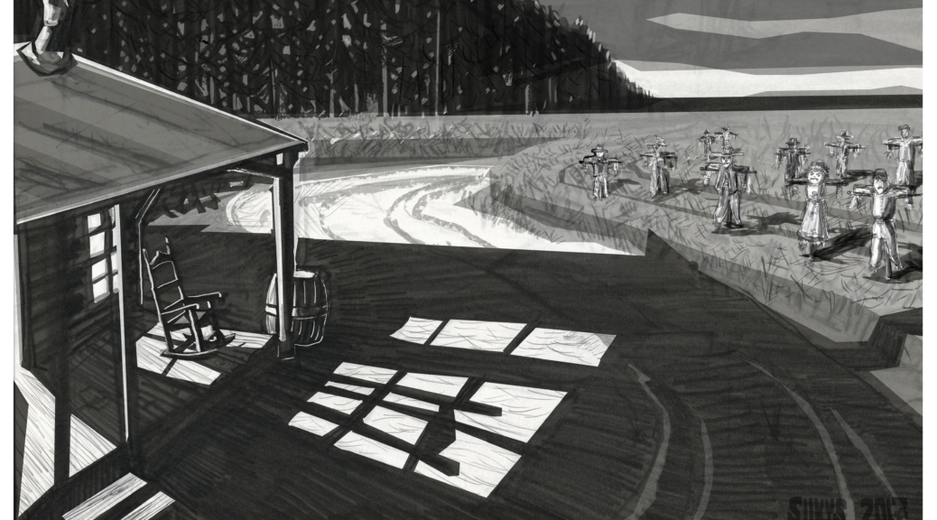 A dynamic landscape drawn by Britton Sukys